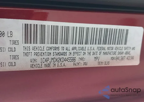 2019 Jeep Cherokee Limited 4X4 z USA, uszkodzony, nr VIN 1C4PJMDX2KD445586